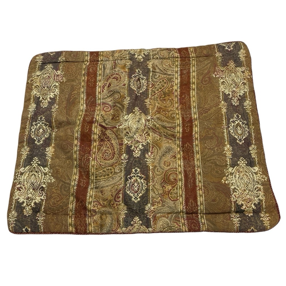 Croscill  Damask Stripe Paisley Scroll Standard Sham  Pillow Cover Gold Green